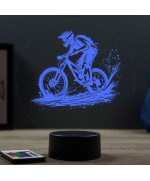 Lampe illusion 3D en verre acrylique gravée au laser représentant un vététiste.