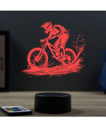 Lampe illusion 3D en verre acrylique gravée au laser représentant un vététiste.