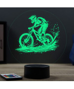 Lampe illusion 3D en verre acrylique gravée au laser représentant un vététiste.
