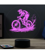 Lampe illusion 3D en verre acrylique gravée au laser représentant un vététiste.