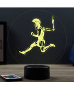 Lampe illusion 3D en verre acrylique gravée au laser représentant un  spartiate.