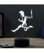 Lampe illusion 3D en verre acrylique gravée au laser représentant un  spartiate.