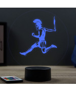 Lampe illusion 3D en verre acrylique gravée au laser représentant un  spartiate.