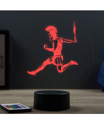 Lampe illusion 3D en verre acrylique gravée au laser représentant un  spartiate.