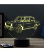 Lampe illusion 3D en verre acrylique gravée au laser représentant une voiture Simca 1000.