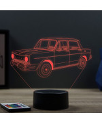 Lampe illusion 3D en verre acrylique gravée au laser représentant une voiture Simca 1000.