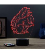 Lampe illusion 3D en verre acrylique gravée au laser représentant un écureuil.