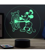 Lampe illusion 3D représentant Mickey Steamboat Willie.