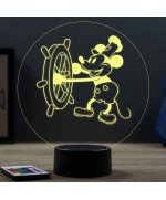 Lampe illusion 3D représentant Mickey Steamboat Willie.