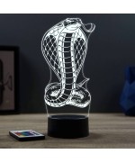Lampe illusion 3D en verre acrylique gravée au laser représentant un serpent cobra.