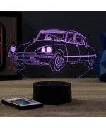 Lampe illusion 3D en verre acrylique gravée au laser représentant une voiture Citroën DS23 1974.