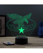 Lampe illusion 3D en verre acrylique gravée au laser représentant le brevet de chasseur alpin.