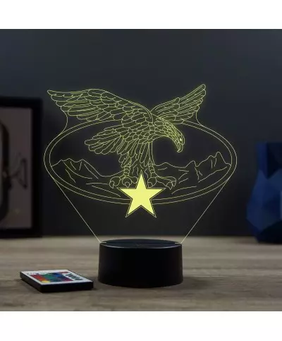 Lampe illusion 3D en verre acrylique gravée au laser représentant le brevet de chasseur alpin.