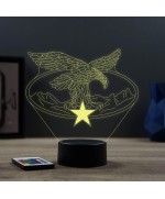 Lampe illusion 3D en verre acrylique gravée au laser représentant le brevet de chasseur alpin.