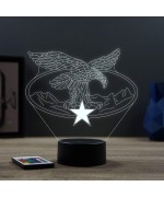 Lampe illusion 3D en verre acrylique gravée au laser représentant le brevet de chasseur alpin.