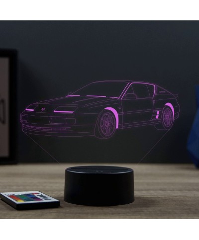 Lampe illusion 3D en verre acrylique gravée au laser représentant une voiture Alpine Renault A610 Turbo.