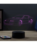 Lampe illusion 3D en verre acrylique gravée au laser représentant une voiture Alpine Renault A610 Turbo.