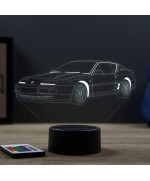 Lampe illusion 3D en verre acrylique gravée au laser représentant une voiture Alpine Renault A610 Turbo.