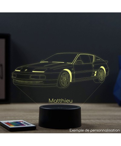 Lampe illusion 3D en verre acrylique gravée au laser représentant une voiture Alpine Renault A610 Turbo.