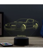 Lampe illusion 3D en verre acrylique gravée au laser représentant une voiture Alpine Renault A610 Turbo.