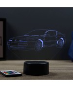 Lampe illusion 3D en verre acrylique gravée au laser représentant une voiture Alpine Renault A610 Turbo.