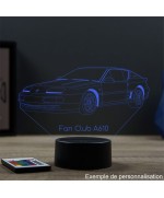 Lampe illusion 3D en verre acrylique gravée au laser représentant une voiture Alpine Renault A610 Turbo.