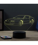 Lampe illusion 3D en verre acrylique gravée au laser représentant une voiture Alpine Renault A610 Turbo.