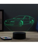 Lampe illusion 3D en verre acrylique gravée au laser représentant une voiture Alpine Renault A610 Turbo.