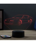 Lampe illusion 3D en verre acrylique gravée au laser représentant une voiture Alpine Renault A610 Turbo.
