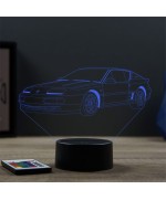 Lampe illusion 3D en verre acrylique gravée au laser représentant une voiture Alpine Renault A610 Turbo.