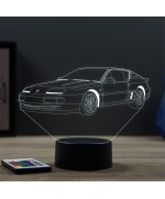 Lampe illusion 3D en verre acrylique gravée au laser représentant une voiture Alpine Renault A610 Turbo.