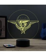 Lampe illusion 3D en verre acrylique gravée au laser représentant le brevet du  2ème régiment étranger de parachutistes.