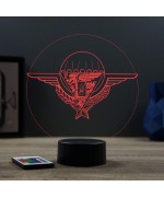 Lampe illusion 3D en verre acrylique gravée au laser représentant le brevet du  2ème régiment étranger de parachutistes.