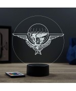 Lampe illusion 3D en verre acrylique gravée au laser représentant le brevet du  2ème régiment étranger de parachutistes.