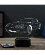 Lampe illusion 3D en verre acrylique gravée au laser représentant une voiture Alpine Renault GTA.