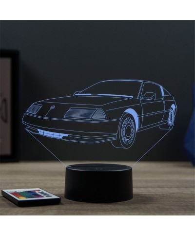 Lampe illusion 3D en verre acrylique gravée au laser représentant une voiture Alpine Renault GTA.