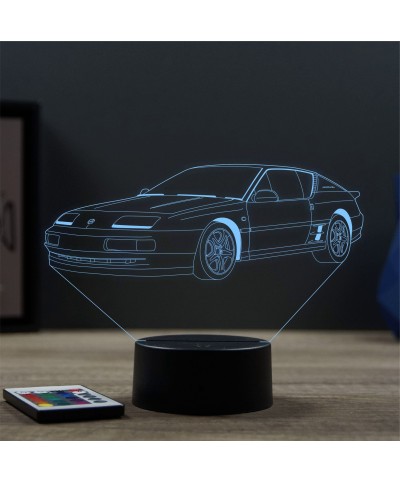 Lampe illusion 3D en verre acrylique gravée au laser représentant une voiture Alpine Renault A610 Turbo.