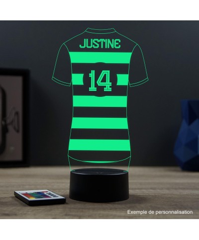 Lampe illusion 3D en verre acrylique gravée au laser représentant un maillot de rugby personnalisé.