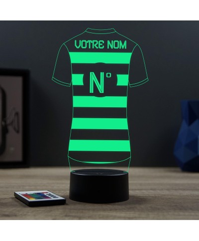 Lampe illusion 3D en verre acrylique gravée au laser représentant un maillot de rugby personnalisé.