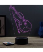 Lampe illusion 3D en verre acrylique gravée au laser représentant un violon et un archet.