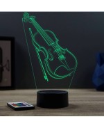 Lampe illusion 3D en verre acrylique gravée au laser représentant un violon et un archet.