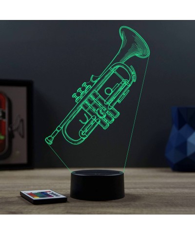 Lampe illusion 3D en verre acrylique gravée au laser représentant une trompette.