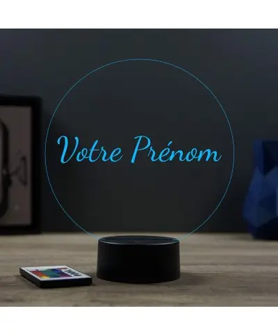 Lampe illusion 3D en verre acrylique gravée au laser avec votre prénom.