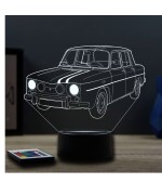 Lampe illusion 3D en verre acrylique gravée au laser représentant une voiture Renault R8 Gordini.