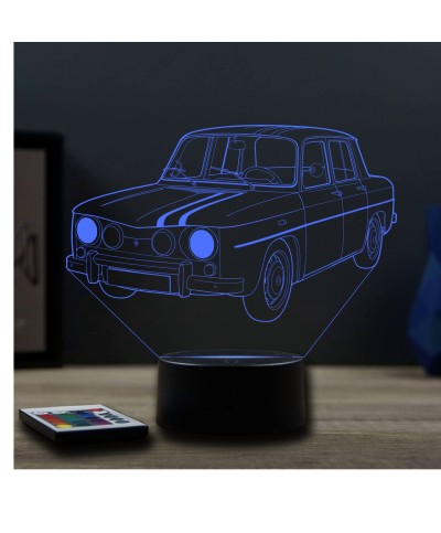 Lampe illusion 3D en verre acrylique gravée au laser représentant une voiture Renault R8 Gordini.
