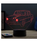 Lampe illusion 3D en verre acrylique gravée au laser représentant une voiture Renault R8 Gordini.