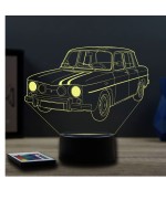 Lampe illusion 3D en verre acrylique gravée au laser représentant une voiture Renault R8 Gordini.