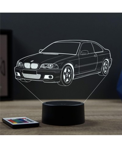 Lampe illusion 3D en verre acrylique gravée au laser représentant une voiture BMW E46.
