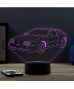Lampe illusion 3D en verre acrylique gravée au laser représentant une voiture Alpine Renault GTA Le Mans.