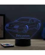 Lampe illusion 3D en verre acrylique gravée au laser représentant une voiture Alpine Renault GTA Le Mans.